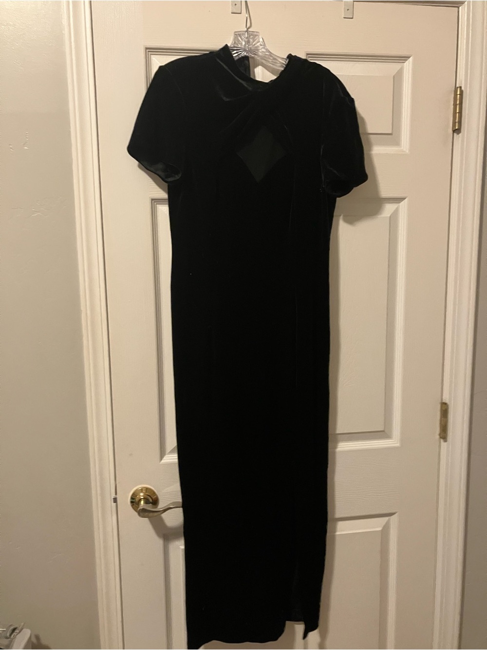 SL Fashions Black Velvet Maxi Dress with Keyhole Detail